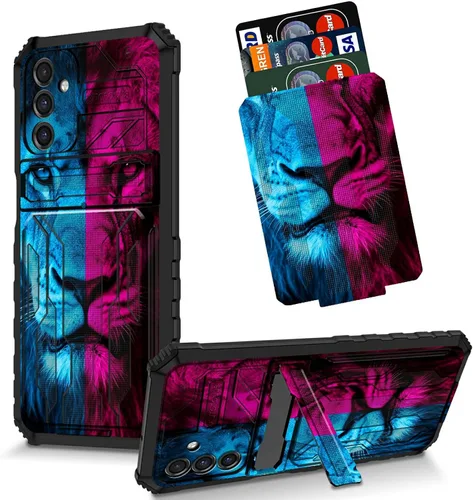 Vista 39 de Funda para Galaxy S21 FE 5G 2022 con soporte, funda de doble capa de policarbonato duro de TPU suave, estampado de vaca, estampado animal