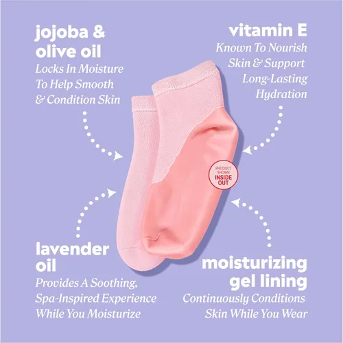 Vista 3 de Onyx Professional Calcetines hidratantes de gel, tratamiento de pies secos de talla única para mujeres u hombres, calcetines de spa hidratantes