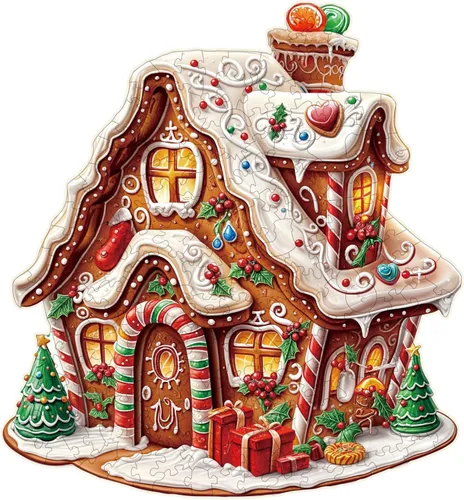 Vista 11 de Rompecabezas de madera de Navidad para adultos, rompecabezas de madera de pueblo nevado, rompecabezas de madera para adultos, regalos