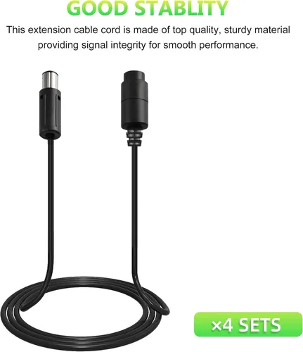 Vista 3 de Paquete de 4 cables de extensión de controlador NGC de 6 pies para Nintendo WiiGamecube