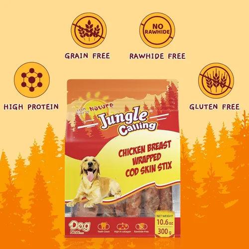 Vista 4 de Jungle Calling Golosinas para perros, golosinas masticables para perros con alto contenido de proteínas, dientes y pelaje saludables, palitos