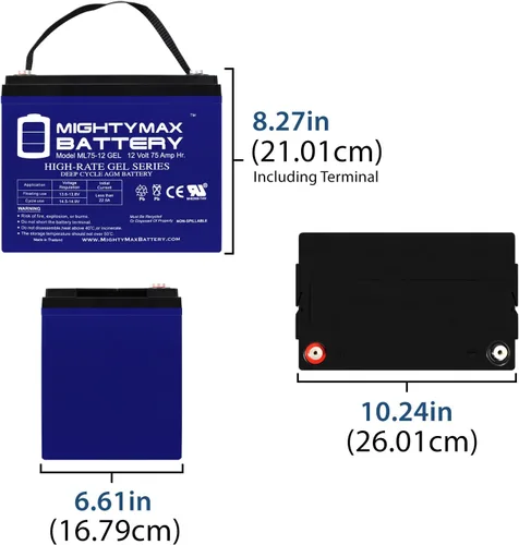 Vista 2 de Mighty Max Battery Reemplazo de batería GEL de 12V 75AH para Leoch LPC12-75