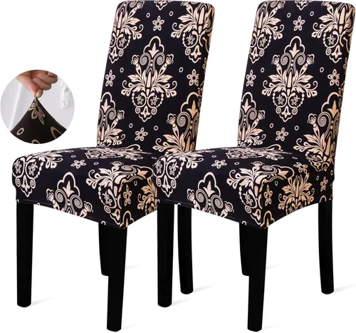 Vista 11 de Sufdari Juego de 2 fundas para sillas de comedor, fundas para sillas de cocina, fundas para sillas Parsons, protectores de sillas de elastano