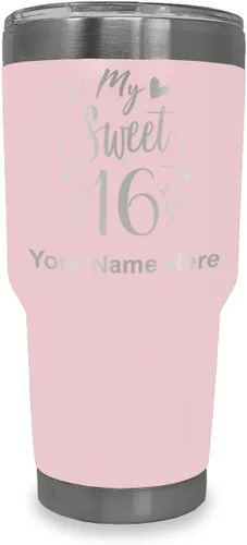 Vista 24 de LaserGram Taza aislada al vacío de 20 onzas, My Sweet 16, grabado personalizado incluido (gris)