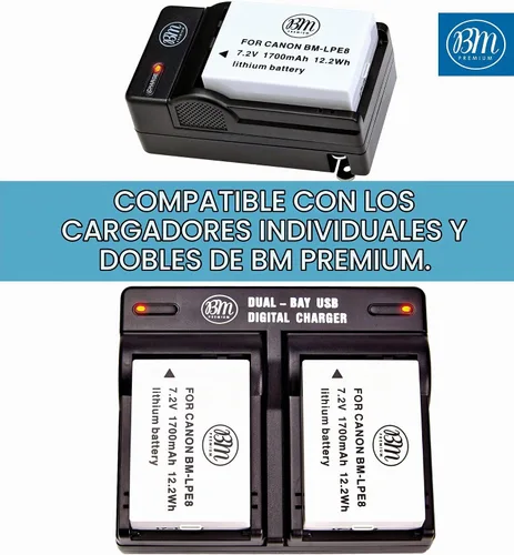 Vista 3 de BM Premium Paquete de 2 baterías LP-E8 para cámara digital Canon EOS Rebel T2i, T3i, T4i, T5i, EOS 550D, EOS 600D, EOS 650D, EOS 700D DSLR
