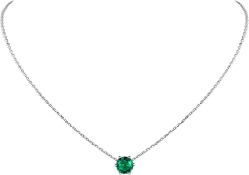Vista 29 de Suplight 925 Sterling Silver Heart/Round Birthstone Necklaces for Women 01. Enero (Garnet)