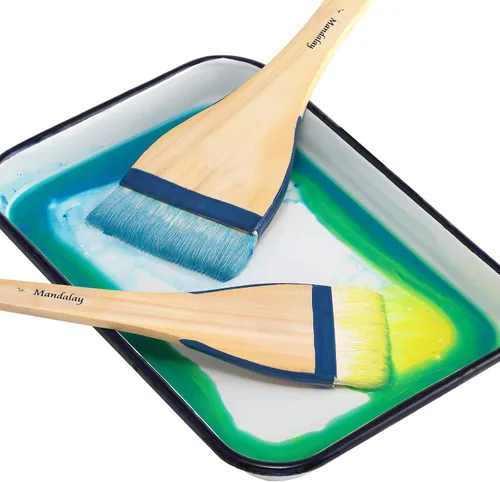 Vista 5 de Creative Mark Mandalay - Cepillo profesional de merluza para cabello de cabra – Pincel de pintura de 1 pulgada de ancho con mango de paleta