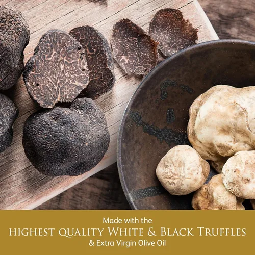 Vista 3 de TruffleHunter - Juego de aceite de trufa blanco y negro - Aceite de oliva virgen extra para cocinar y condimentar - 3.38 oz X2