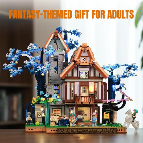 Vista 7 de Lumibricks Sylvan-Inn Treehouse Lighting - Juego de ladrillos de construcción, 3120 piezas, colección de cabaña de hotel elfo, juego de luces LED