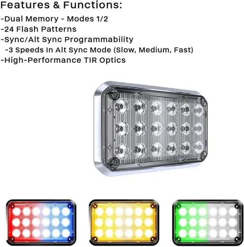 Vista 3 de Alpha-Z 6x4 LED Luz estroboscópica de emergencia (verde ámbar)