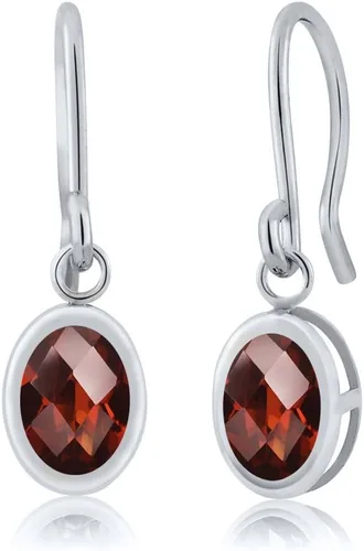 Vista 129 de Gem Stone King Aretes colgantes de plata de ley 925 de 0.276 x 0.197 in con piedra natal ovalada de alambre francés para mujer
