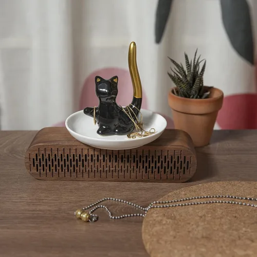 Vista 2 de Lynagert Soporte para anillos de gato, plato de cerámica para joyas, bandeja para anillos, aretes, organizador de baratijas, regalos divertidos