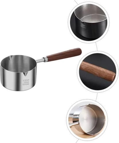 Vista 5 de KICHOUSE Olla pequeña con ollas, sartenes para el hogar, olla pequeña para fundir ollas de acero inoxidable, sartén con boquilla para verter, sartén