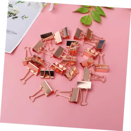Vista 8 de Tofficu Clip para carpeta, 24 unidades, clips de archivo, clips de carpeta de papel, clips de carpeta de oficina, clip de carpeta Elliot de oro rosa