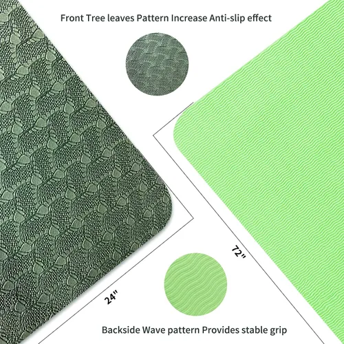 Vista 2 de Yoga Mat 1/3" (8mm) Thick Non-Slip, Women Men Fitness & Exercise Mat, 72"Lx24"W Eco-Friendly TPE Workout Mat with Carrying Strap for Yoga, Pilates