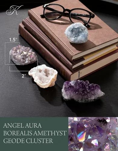 Vista 3 de KALIFANO Geoda de amatista Angel Aura – Amatista de alta energía unida por titanio para Reiki, Wicca, decoración de cristal y regalos metafísicos