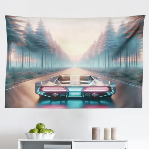 Vista 98 de Ambesonne Tapiz Trippy, vista panorámica de la cascada con bosques de ensueño y mandala oriental psicodélico, decoración de tela para colgar