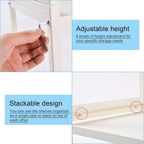 Vista 3 de Estante grande para especias, estante de almacenamiento expandible para gabinete, organizador de metal de acero apilable resistente para el hogar