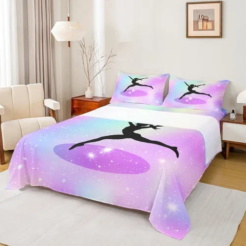 Vista 11 de Juego de sábana bajera ajustable de teñido anudado para niñas, juego de ropa de cama con diseño de arco iris degradado de arcoíris, lindo juego