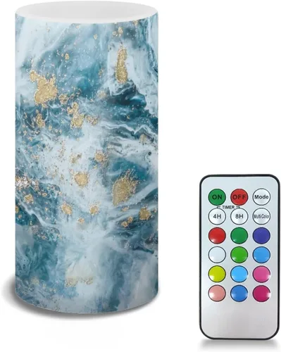 Vista 26 de Velas LED sin llama personalizadas que funcionan con pilas con temporizador remoto que cambia de color, personaliza fotos y texto, hazlo tú mismo tu