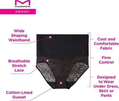Vista 5 de Maidenform Ropa interior moldeadora de cintura alta para mujer, braga moldeadora con control de abdomen, bragas de control firme