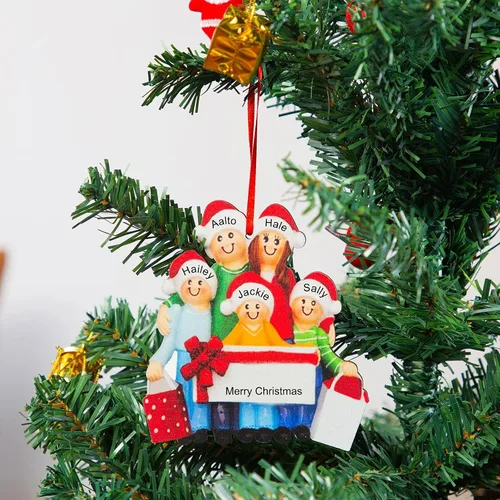 Vista 9 de Adornos de Navidad personalizados, nombres de familia, decoración de Navidad, decoración colgante de árbol, adorno de bendición de Feliz Navidad