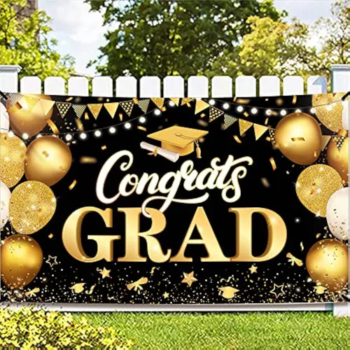 Vista 25 de KatchOn, XtraLarge We are So Proud of You Banner – 72 x 44 pulgadas Fondo de graduación negro y dorado 2026 para decoraciones de graduación 2026