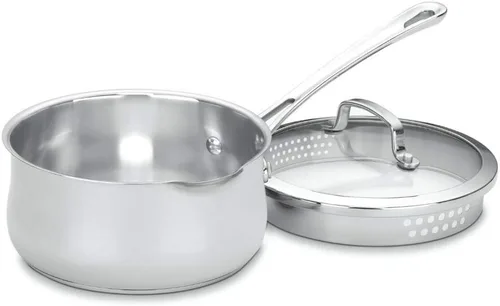 Vista 6 de Cuisinart 419-14 Contour - Cacerola de acero inoxidable de 1 cuarto de galón con tapa