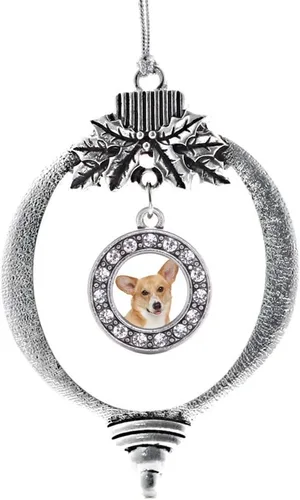Vista 47 de Inspired Silver - Adorno con dije de cara de carlino - Adornos navideños de círculo de plata con joyas de circonita cúbica