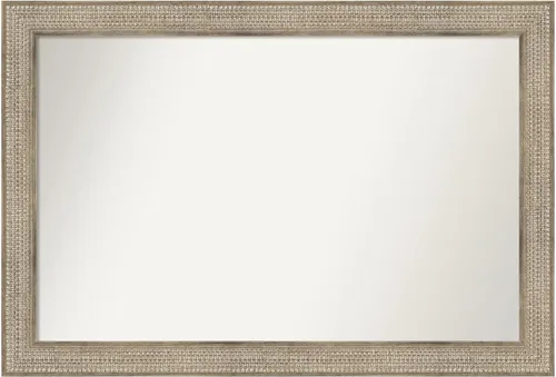 Vista 409 de Amanti Art Espejo de baño plateado para sobre fregadero, 26 x 26 pulgadas, espejo cuadrado de níquel pulido, marco de madera tradicional mediano, se