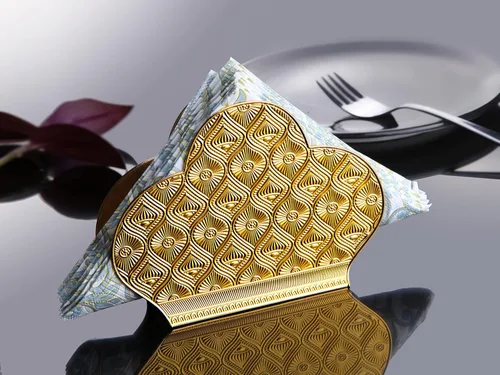 Vista 4 de Alisveristime Servilletero Zamac - Organizador decorativo elegante de metal para uso en mesa o encimera (dorado)