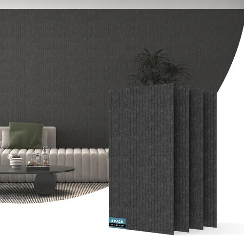 Vista 9 de AKUMAX Paneles Acústicos de Pared Paquete de 4, Paneles Acústicos de 32 pies Absorción de Sonido, Paneles de Sonido Decorativos para Estudio en Casa