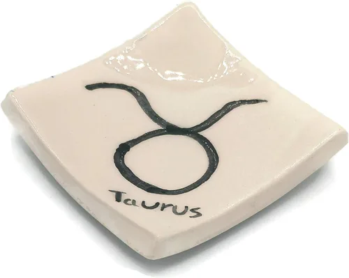 Vista 23 de Clay Ring Dish, Small Square Handmade Ceramic Trinket Dish, Small Tealight Candle Holder, Teabag Holder (Aquarius)