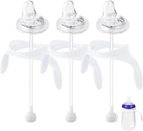 Vista 7 de Kit de conversión de vasos para sorber de paja para biberones Lansinoh, tapa suave y kit de transición con pajita pesada con asas, juego de 3 Straw