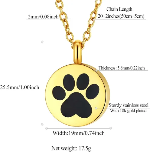 Vista 42 de FindChic Collares personalizados con urna para cenizas, barra vertical, gato, luna, reloj de arena, garra de perro, acero inoxidable, chapado en oro