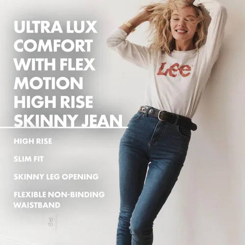 Vista 5 de Lee Pantalones de mezclilla ajustados Petite Ultra Lux Comfort con Flex Motion para mujer