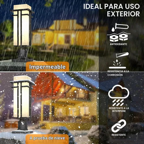 Vista 2 de Lámpara de poste al aire libre – Postes de lámpara de aluminio iluminación al aire libre, linterna de poste de luz al aire libre con base de montaje