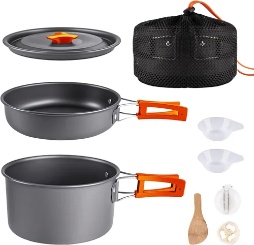 Vista 14 de aiGear Utensilios de cocina para acampar con olla cubiertos vajilla 1-2
