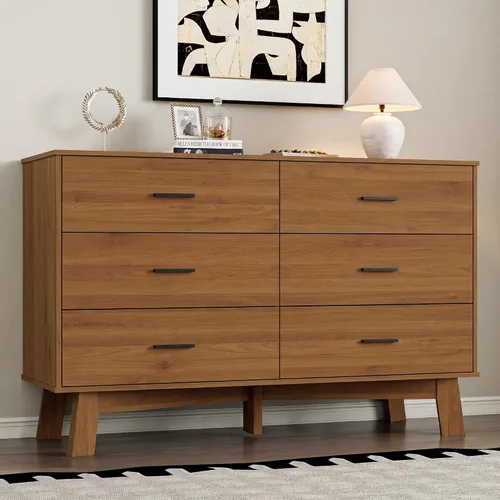 Vista 9 de BORNOON Cómoda para dormitorio con 9 cajones, cómoda moderna de 59 pulgadas de ancho con manijas de metal, base en forma de X y pata central