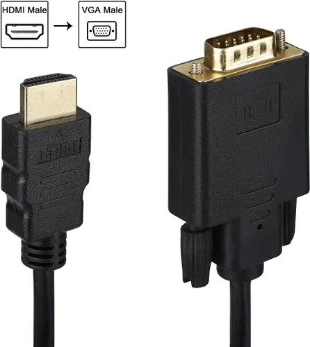 Vista 4 de Wonlyus Cable HDMI a VGA chapado en oro 1080P HDMI macho a VGA macho adaptador de video activo cable convertidor (3 pies/3.3 ft)