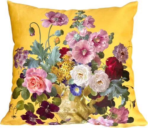 Vista 21 de Funda de cojín floral ligera de lujo, 18 x 18 pulgadas, pintura al óleo retro victoriana de doble cara, fondo negro, flor vibrante, funda de cojín