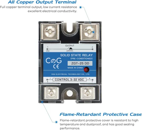 Vista 5 de CG Solid State Relay SSR-25DD DC to DC Input 3-32VDC To Output 5-240VDC 25A Single Phase Plastic Cover