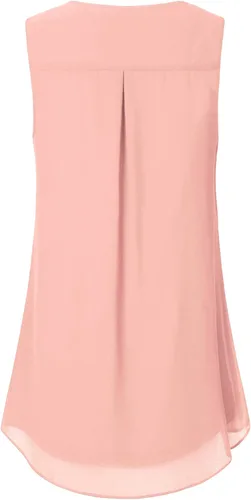 Vista 93 de Timeson - Camiseta de gasa sin mangas, blusa tipo túnica informal de doble capa para mujer