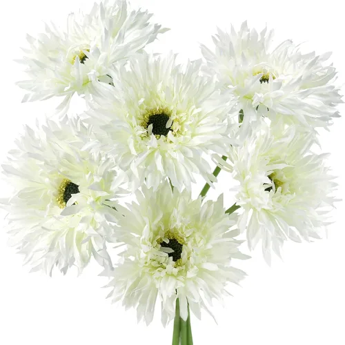Vista 33 de FiveSeasonStuff Real Touch Gerbera Daisy - Arreglo de flores artificiales y ramo de boda (7 tallos florales, rojo baya)