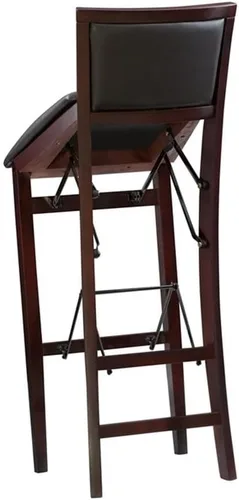 Vista 4 de Home Square Juego de 2 taburetes de bar plegables de madera con respaldo acolchado en marrón espresso