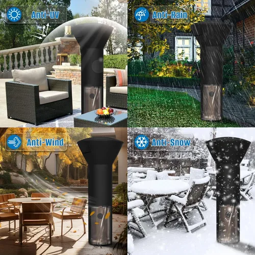 Vista 6 de SIRUITON Fundas para calentador de patio, 420D para exteriores con película transparente, cremallera y bolsa de almacenamiento y a prueba de polvo