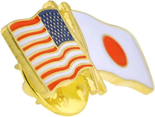 Vista 156 de PinMart Pin de solapa esmaltado con bandera de la amistad cruzada de Estados Unidos y el mundo