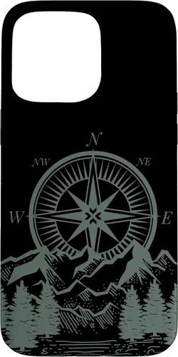 Vista 28 de iPhone 16 Compass Nautical Aesthetic Tree Mountains Landsacpe Case