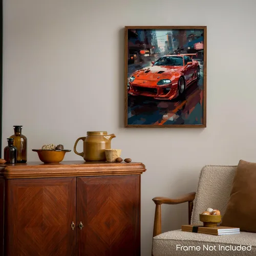 Vista 6 de Inspirational Wall Art Co. - Emocionante Póster de Toyota Supra 1993 - Póster de coche para habitación de niños - Decoración de pared
