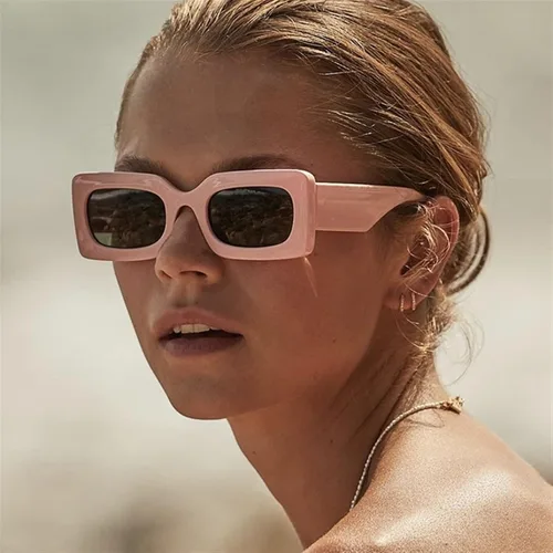 Vista 5 de GAOXIN Gafas de sol cuadradas de marco pequeño para hombre y mujer, diseño callejero, para vacaciones al aire libre (color K, tamaño 1)
